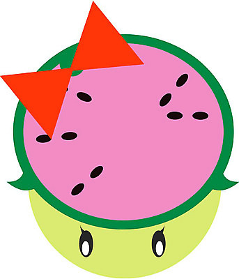 EPS 클립아트 식물 캐릭터 열매 리본 얼굴 과일 일러스트 수박 표정 의인화 형상 빨간색 표현 묘사 일러캐릭터 컬러 신체부위 파일형식 벡터