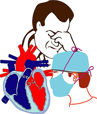 EPS 클립아트 모자 남자 일러스트 해부 의학 인체모형 마스크 사람 두명 치료 의사 심장 의료용품 수술 오브젝트 수술복 심장모형 심장해부도 남자만 국내일러스트 잡화 의료기기 모형 의료진 가운 장기_의학 파일형식 벡터