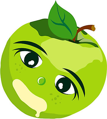 EPS 클립아트 식물 캐릭터 열매 얼굴 과일 일러스트 상상 표정 의인화 형상 초록색 농작물 표현 사과 묘사 청사과 사과데이 애플데이 일러캐릭터 컬러 농업 데이이벤트 신체부위 파일형식 벡터
