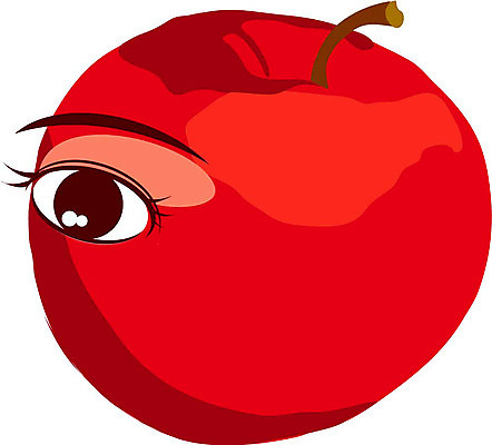 EPS 클립아트 식물 캐릭터 열매 얼굴 과일 일러스트 상상 표정 의인화 형상 빨간색 농작물 한개 표현 사과 묘사 사과데이 애플데이 일러캐릭터 1 컬러 농업 데이이벤트 신체부위 파일형식 벡터