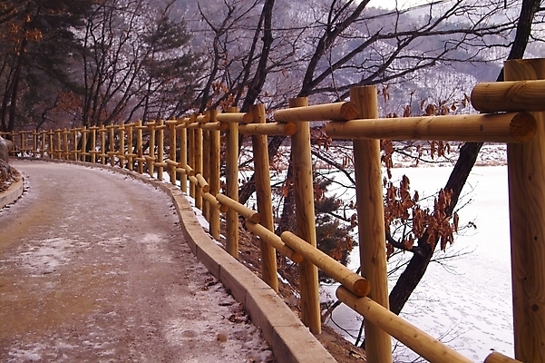포토 JPG 주간 나무 식물 사계절 계절 길 배경화면 백그라운드 겨울 자연 풍경 사람없음 야외 울타리 눈 산정호수 국내포토 자연요소 호수 날씨 담장 생태계 파일형식 포천