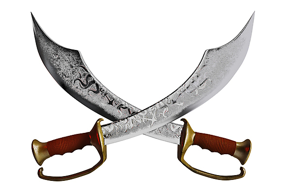 포토 JPG 해외이미지 캐릭터 무기 2 손잡이 사람없음 금속 쌍 칼날 칼 공격 오브젝트 흰배경 해적 건너기 고립 해외202004 해외포토 백그라운드 모션 재질 흰색 도둑 파일형식 이미지허브