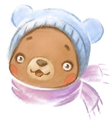 JPG 해외이미지 응시 겨울 일러스트 곰 수채화 털모자 미소 사람없음 목도리 해외202004 해외일러스트 동물 모자_잡화 시선 잡화 계절 포유류 표정 파일형식 이미지허브