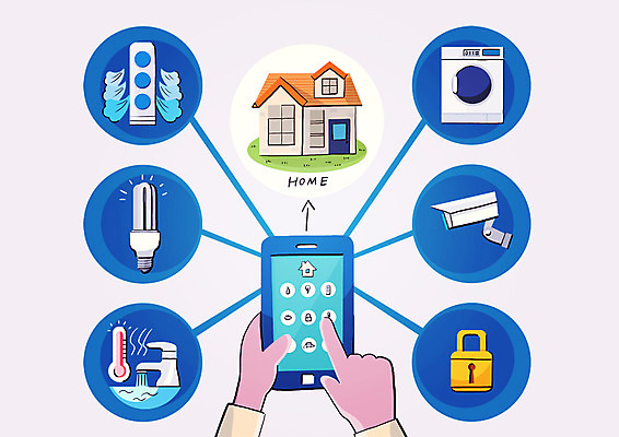 PSD 일러스트 전구 주택 자물쇠 관리 들기 신체부위 스마트폰 기계 통제 에어컨 스마트 잠금 온도 세탁기 감시카메라 원격 4차산업 AI_인공지능 국내일러스트 산업 컨셉 모션 사람 건물 핸드폰 스마트기기 카메라 가전제품 보안 파일형식