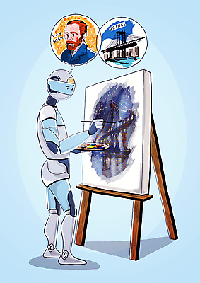 PSD 일러스트 사람없음 기계 그리기 스마트 로봇 분석 그림 캔버스 고흐 가교 4차산업 AI_인공지능 국내일러스트 건축물 산업 컨셉 모션 화가 위인 파일형식