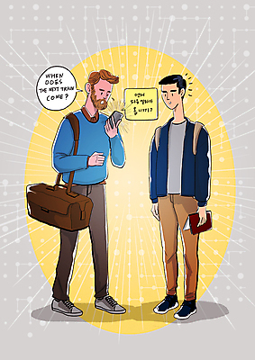 전신 PSD 외국인 남자 일러스트 서기 성인 두명 스마트폰 기계 스마트 통역 4차산업 번역 AI_인공지능 국내일러스트 산업 컨셉 모션 사람 인종 핸드폰 스마트기기 파일형식