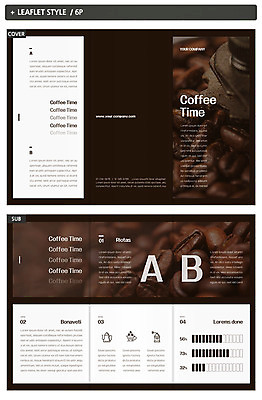 템플릿 표지디자인 표지 ZIP 내지 커피 리플렛 3단접지 그래프 팜플렛 사람없음 원두 그라인더 인디자인 INDD 이미지템플릿 음료 커피용품 파일형식