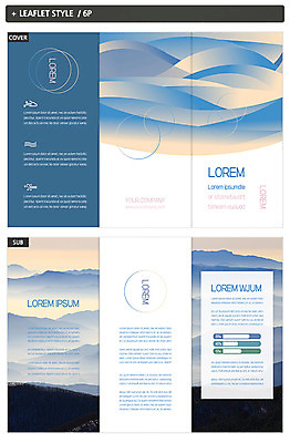 템플릿 표지디자인 표지 ZIP 내지 물결 리플렛 바다 3단접지 그래프 산 팜플렛 사람없음 인디자인 INDD 이미지템플릿 파일형식