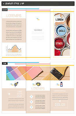 템플릿 표지디자인 표지 ZIP 내지 리플렛 3단접지 그래프 팜플렛 사람없음 페인트 물감 페인트붓 인디자인 INDD 이미지템플릿 컬러칩 미술도구 붓 파일형식