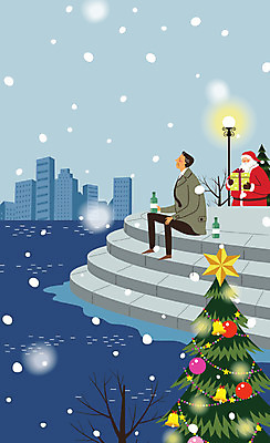 전신 나무 남자 크리스마스 겨울 가로등 일러스트 상반신 성인 두명 건물 강 크리스마스트리 산타클로스 계단 눈 소주 국내일러스트 AI파일 자연요소 식물 건축물 계절 공공시설 기념일 날씨 주류 사람 파일형식 벡터