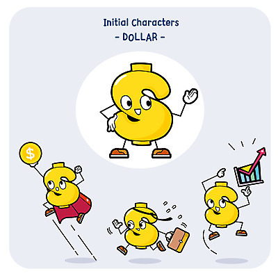 캐릭터 돈 일러스트 그래프 사람없음 세트 달리기 달러 화폐기호 외화 환율 사물캐릭터 일러캐릭터 AI파일 기호 모션 금융 경제 재산 화폐 파일형식 벡터