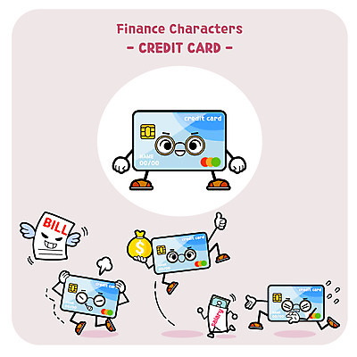 캐릭터 돈 일러스트 사람없음 세트 달리기 점프 신용카드 영수증 사물캐릭터 일러캐릭터 AI파일 모션 금융 재산 파일형식 벡터