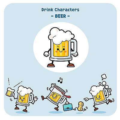 캐릭터 음료 일러스트 넥타이 맥주 주류 사람없음 세트 달리기 음식캐릭터 땅콩 일러캐릭터 AI파일 잡화 음식 모션 견과류 파일형식 벡터