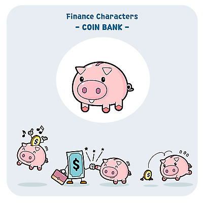 캐릭터 돈 일러스트 사람없음 세트 동전 저축 저금통 사물캐릭터 금융의날 일러캐릭터 AI파일 금융 재산 파일형식 벡터 법정기념일