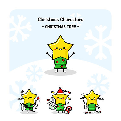 캐릭터 별 크리스마스 일러스트 눈꽃 선물 사람없음 장식 선물상자 세트 크리스마스트리 크리스마스캐릭터 눈꽃무늬 사물캐릭터 일러캐릭터 AI파일 자연요소 기념일 무늬 눈_날씨 상자 파일형식 벡터