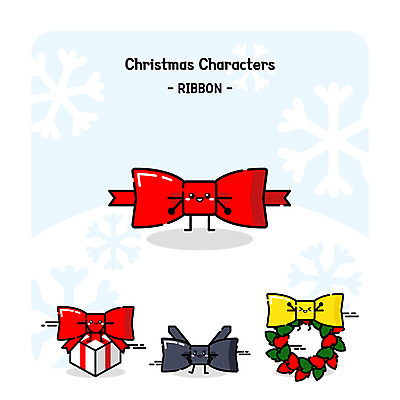 캐릭터 리본 크리스마스 일러스트 나비넥타이 눈꽃 사람없음 선물상자 세트 크리스마스캐릭터 눈꽃무늬 사물캐릭터 크리스마스리스 일러캐릭터 AI파일 기념일 무늬 넥타이 눈_날씨 선물 상자 화환 파일형식 벡터