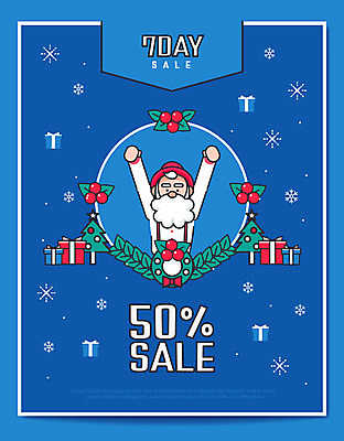 노년 남자 포스터 크리스마스 겨울 일러스트 눈꽃 선물 한명 상반신 선물상자 쇼핑 크리스마스트리 산타클로스 세일 50% 크리스마스리스 국내일러스트 AI파일 1 계절 기념일 눈_날씨 사람 성인 상자 화환 퍼센트 파일형식 벡터