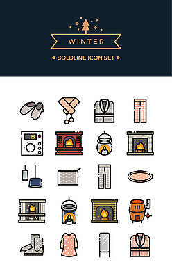 아이콘 겨울 조명 실내화 사람없음 세트 목도리 거울 잠옷 라인아이콘 벽난로 난방 볼드라인 2D아이콘 AI파일 잡화 옷 계절 신발 파일형식 벡터