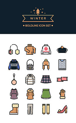 아이콘 모자 원피스 구두 장갑 겨울 가방 양말 부츠 사람없음 세트 치마 스웨터 라인아이콘 귀마개 니트 스키니 볼드라인 2D아이콘 AI파일 잡화 옷 계절 신발 상의 하의 파일형식 벡터