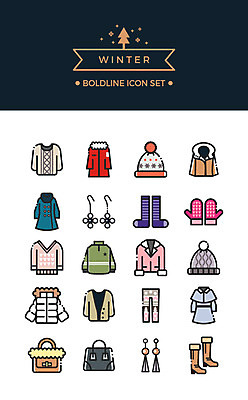 아이콘 모자 장갑 신발 셔츠 겨울 가방 양말 부츠 사람없음 세트 귀걸이 스웨터 라인아이콘 니트 볼드라인 2D아이콘 AI파일 잡화 계절 상의 장신구 파일형식 벡터