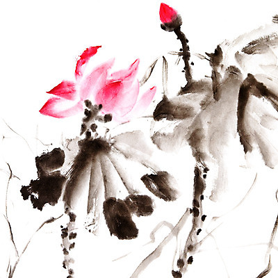 JPG 해외이미지 일러스트 붓터치 미술 사람없음 빨간색 먹 동양화 그림 번짐 해외202004 해외일러스트 컬러 서예 문화예술 파일형식 효과 이미지허브