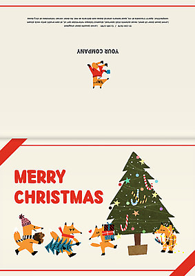 템플릿 기념일 크리스마스 카드템플릿 여러마리 조명 크리스마스카드 선물 사람없음 장식 크리스마스트리 여우 이미지템플릿 AI파일 다수 포유류 카드_감사 이벤트 파일형식 벡터