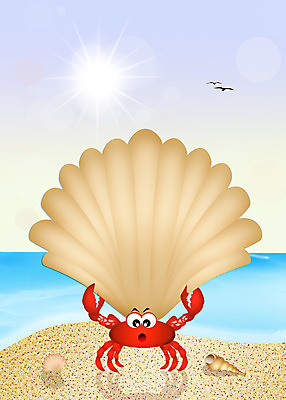 포토 JPG 해외이미지 모래 바다 섬 여행 일러스트 휴가 들기 해변 사람없음 물 여름 게 껍질 조개껍데기 해외202004 해외일러스트 자연요소 계절 모션 조개 갑각류 파일형식 이미지허브