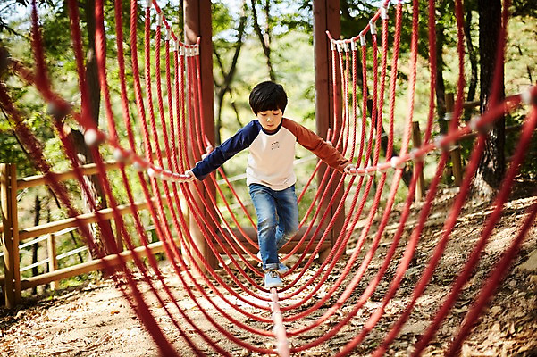 포토 JPG 주간 전신 공원 남자 어린이라이프 어린이 한명 야외 앞모습 걷기 한국인 놀이터 즐거움 흔들다리 소년한명만 국내포토 자연요소 1 라이프스타일 공공시설 감정 뷰포인트 모션 놀이 사람 동양인 다리_건축물 남자한명만 소년만 파일형식