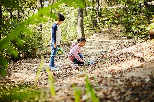 포토 JPG 주간 전신 공원 여자 남자 어린이라이프 어린이 서기 앉기 야외 두명 옆모습 한국인 짝꿍 곤충채집 채집통 어린이만 국내포토 자연요소 라이프스타일 공공시설 뷰포인트 곤충 모션 통 사람 동양인 친구 수집 파일형식