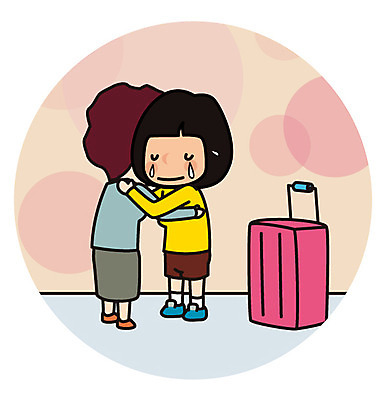 전신 여자 유럽 해외여행 여행 일러스트 가족 안기 포옹 성인 두명 캐리어 슬픔 눈물 국내일러스트 AI파일 해외 감정 나라 관계 모션 사람 여행가방 파일형식 벡터