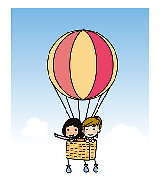 여자 유럽 해외여행 여행 일러스트 하늘 상반신 성인 두명 친구 열기구 국내일러스트 AI파일 해외 나라 관계 항공교통 사람 파일형식 벡터