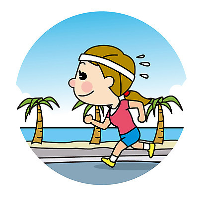 전신 여자 유럽 해외여행 여행 일러스트 한명 성인 해변 야자수 달리기 운동 국내일러스트 AI파일 나무 1 해외 나라 바다 모션 건강 사람 파일형식 벡터