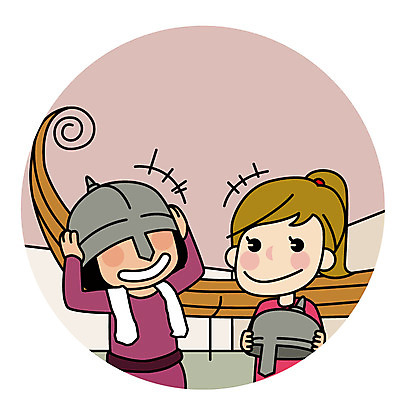 여자 유럽 해외여행 여행 일러스트 북유럽 상반신 성인 두명 친구 체험 바이킹 바이킹모자 국내일러스트 AI파일 모자_잡화 해외 나라 컨셉 관계 사람 파일형식 벡터