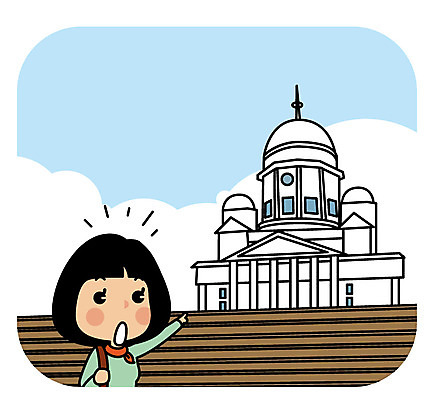 여자 유럽 해외여행 여행 일러스트 한명 상반신 성인 관광지 대성당 헬싱키 국내일러스트 AI파일 1 해외 나라 핀란드 사람 성당 파일형식 벡터