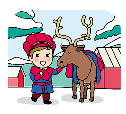 전신 나무 여자 유럽 해외여행 여행 일러스트 한명 서기 성인 눈 순록 국내일러스트 AI파일 자연요소 식물 1 해외 나라 모션 날씨 사람 파일형식 벡터