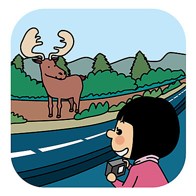 나무 여자 유럽 도로 해외여행 여행 일러스트 한명 상반신 성인 사진촬영 순록 국내일러스트 AI파일 식물 1 해외 나라 길 교통시설 사람 촬영 파일형식 벡터