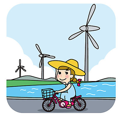 전신 여자 유럽 해외여행 여행 일러스트 한명 성인 자전거 풍력에너지 국내일러스트 AI파일 1 해외 나라 사람 바이크 그린에너지 파일형식 벡터