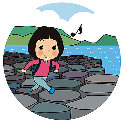 전신 여자 유럽 바다 해외여행 여행 일러스트 한명 서기 성인 암석 평평한 국내일러스트 AI파일 1 해외 나라 컨셉 모션 사람 돌_바위 파일형식 벡터