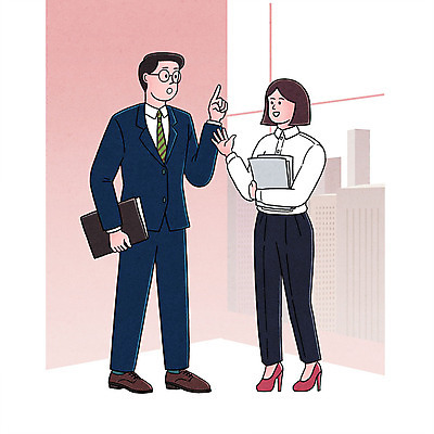전신 PSD 여자 남자 일러스트 회사 회의 대화 들기 성인 두명 비즈니스라이프 사무실 업무 직장인 비즈니스맨 비즈니스우먼 문서 국내일러스트 직업 라이프스타일 비즈니스 모션 말하기 사람 작업 파일형식