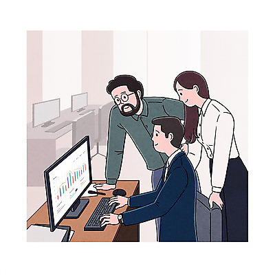 PSD 여자 남자 일러스트 회사 회의 서기 앉기 상반신 성인 세명 비즈니스라이프 컴퓨터 사무실 업무 직장인 비즈니스맨 비즈니스우먼 국내일러스트 직업 라이프스타일 비즈니스 모션 사람 전자제품 작업 파일형식