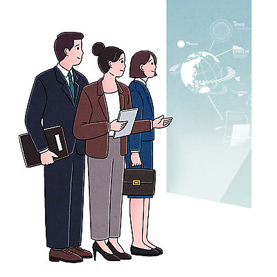 전신 PSD 여자 남자 일러스트 회사 회의 서기 성인 세명 비즈니스라이프 글로벌 사무실 업무 직장인 비즈니스맨 비즈니스우먼 국내일러스트 직업 라이프스타일 비즈니스 모션 사람 작업 파일형식