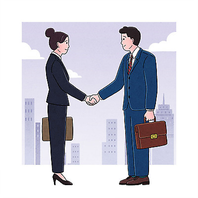 전신 PSD 여자 남자 가방 일러스트 협력 악수 서기 웃음 들기 성인 건물 비즈니스라이프 직장인 비즈니스맨 비즈니스우먼 국내일러스트 직업 라이프스타일 건축물 잡화 비즈니스 모션 표정 사람 손짓 파일형식