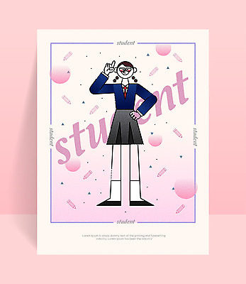 전신 도형 학생 여자 교복 일러스트 청소년 새출발 한명 서기 이벤트 연필 기쁨 원형 신학기 콜라주 국내일러스트 AI파일 1 옷 감정 모션 학용품 새로움 사람 필기구 출발 파일형식 벡터