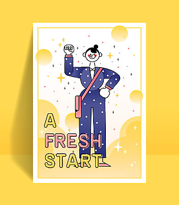 전신 도형 여자 일러스트 새출발 한명 서기 이벤트 성인 파이팅 기쁨 직장인 원형 콜라주 국내일러스트 AI파일 직업 1 감정 모션 새로움 사람 출발 파일형식 벡터