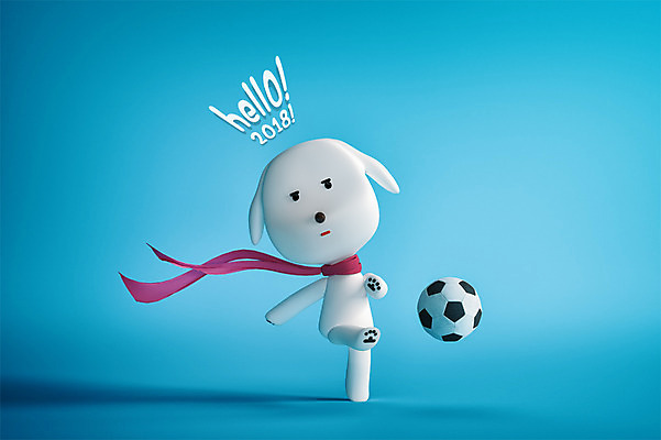 PSD 편집이미지 한마리 축구공 새해 3D캐릭터 사람없음 3D 축구 개 신년캐릭터 개캐릭터 2018년 무술년 편집3D 캐릭터 1 동물캐릭터 공 축구용품 포유류 구기 연도 디지털합성 파일형식