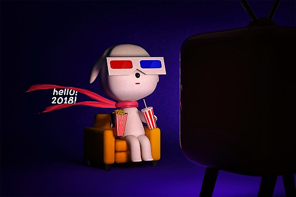 PSD 편집이미지 한마리 새해 3D캐릭터 사람없음 3D 개 신년캐릭터 영화 콜라 팝콘 개캐릭터 2018년 3D안경 3D영화 무술년 편집3D 캐릭터 1 안경 동물캐릭터 포유류 문화예술 연도 디지털합성 탄산음료 파일형식