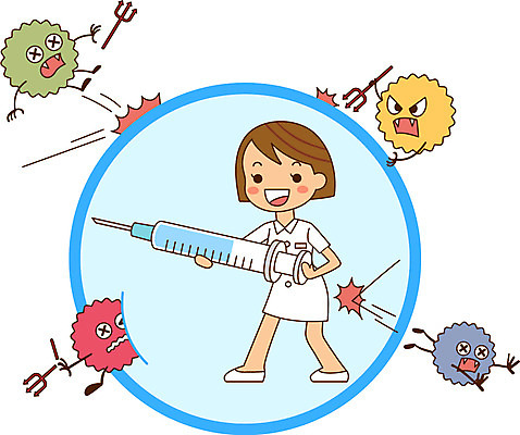 전신 여자 일러스트 주사기 한명 서기 들기 성인 간호사 바이러스 보호 질병 예방 면역력 예방접종 국내일러스트 AI파일 1 컨셉 의학 의료기기 모션 사람 의료진 접종 파일형식 벡터