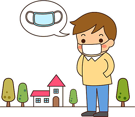 전신 나무 남자 일러스트 주택 마스크 한명 서기 성인 질병 감기 예방 기침 예방접종 코로나바이러스 국내일러스트 AI파일 식물 1 의학 모션 사람 건물 바이러스 접종 파일형식 벡터