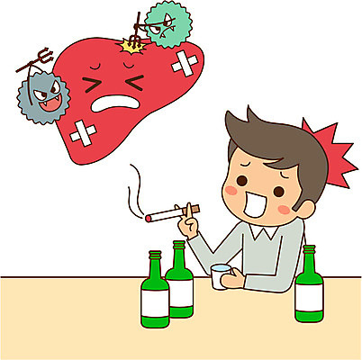 남자 일러스트 담배 한명 상반신 성인 질병 음주 예방 간 소주 B형간염 간염 예방접종 국내일러스트 AI파일 1 의학 주류 사람 장기_의학 염증 접종 파일형식 벡터