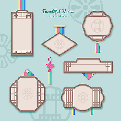 한국전통 액자 패턴 일러스트 프레임 사람없음 세트 전통무늬 라벨 노리개 격자 프레임일러스트 전통프레임 국내일러스트 AI파일 전통 무늬 전통소품 한국 파일형식 벡터